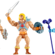 Mattel’s vintage MOTU He-Man figure (left) compared to the new MOTU Origins Line He-Man and Skeletor figures (center and right).